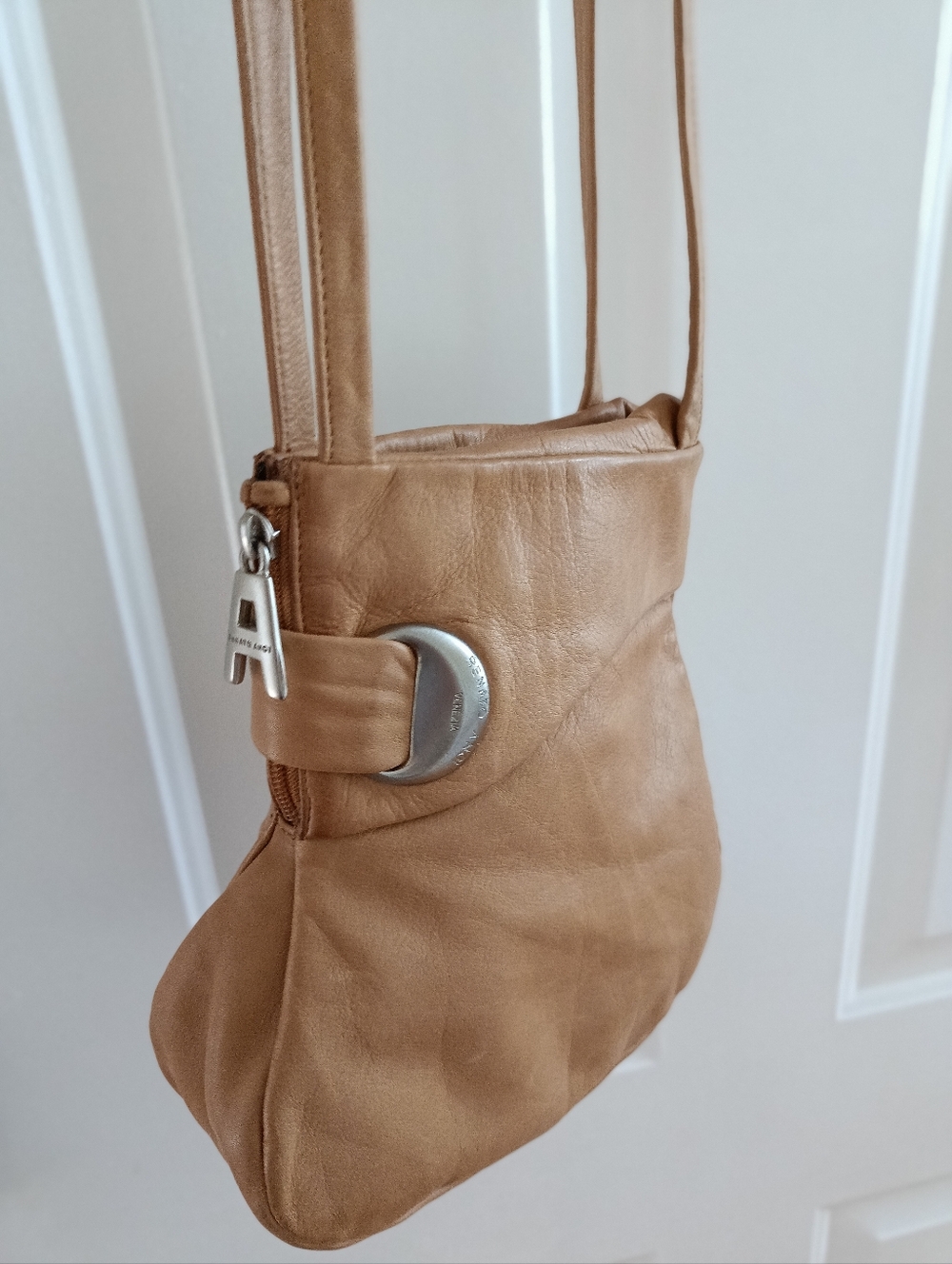 Renato Angi Made In Italy Leather Shoulder Bag Asymmetrical Unique Cream - Picture 12 of 16